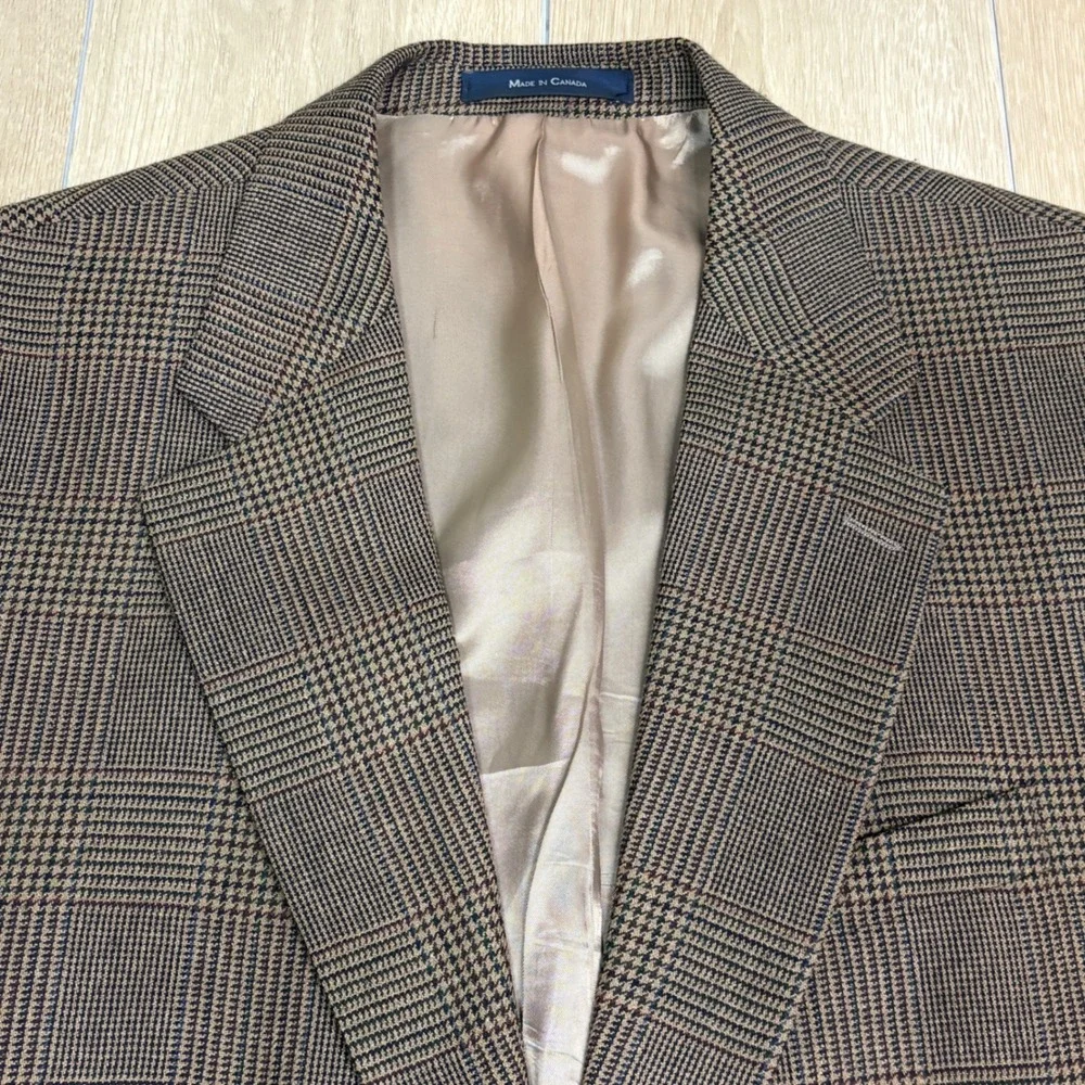 Chaps Ralph Lauren Mens 44R Blazer Silk Wool Brown Glen Plaid‎ Sport Coat Canada